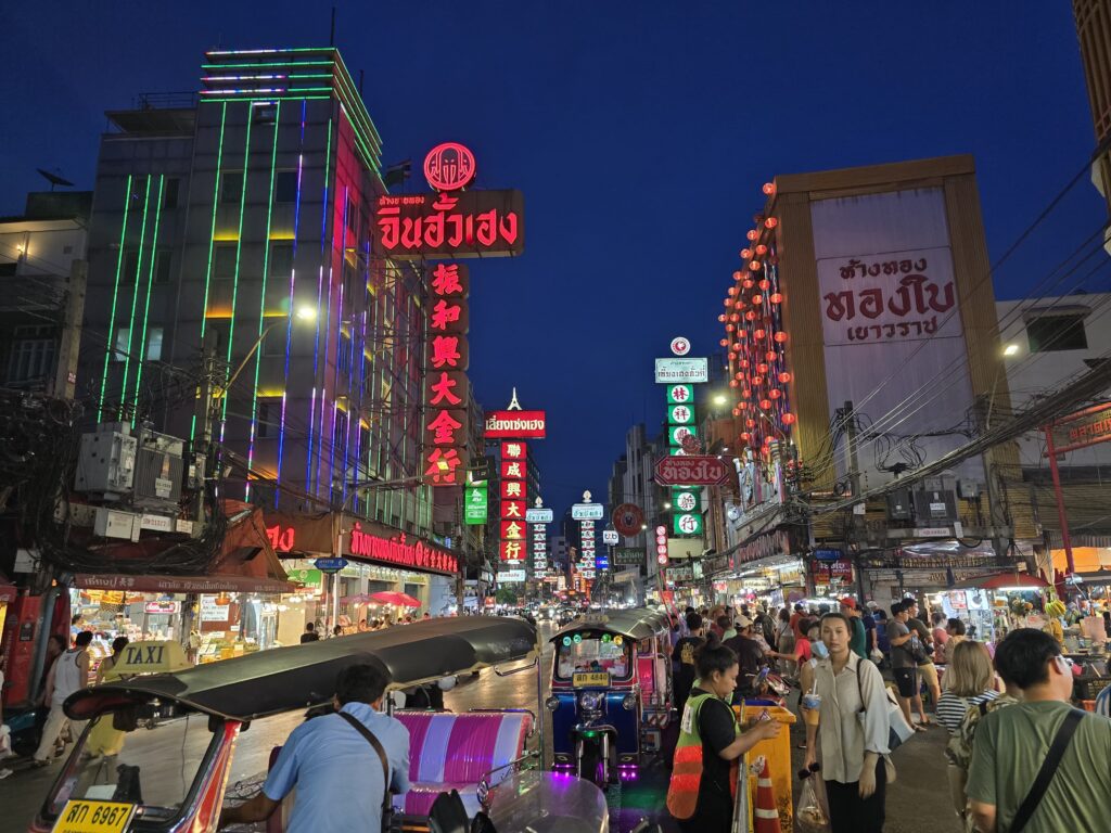 the vibrant and colorful view of Chinatown, Bangkok.