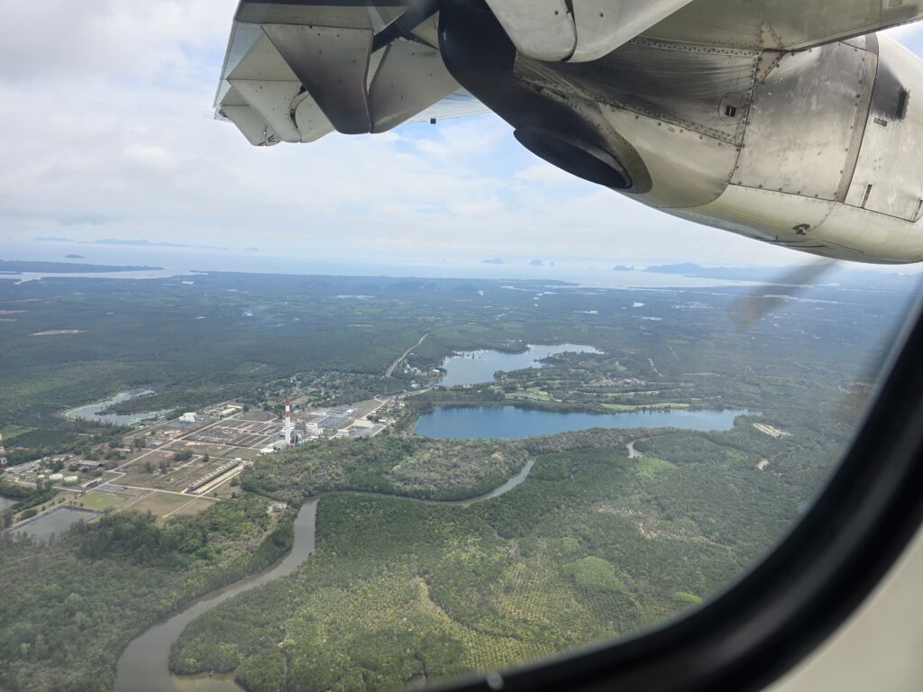 Plane is declining towards Krabi Airport.