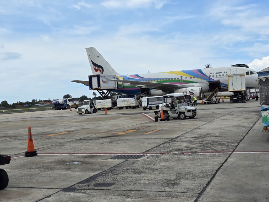 Bankok Airways fleet preparing for the flight at Koh Samui airport.