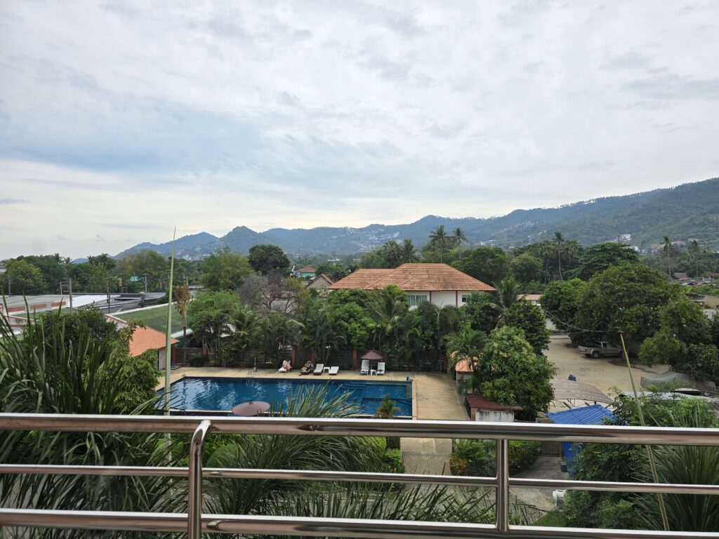 beautiful view of the surroundings and hotel's swimming pool from my room in Koh Samui